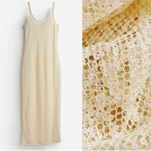 H&M Ivory sequin Lace Overlay coverup Dress